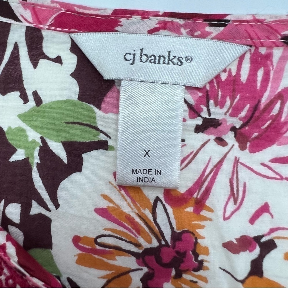 CJ BANKS Women’s Pullover Top Sz X (14W) Multi Color Floral Print Embroidered - Picture 4 of 13
